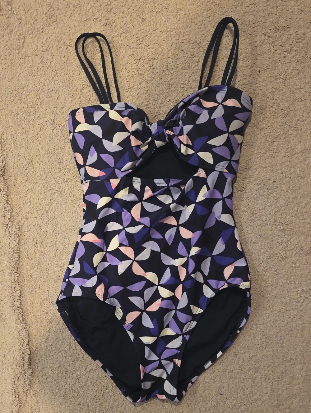 Kate Spade XS Navy One-Piece Swimsuit with Pastel Geometric Print A3